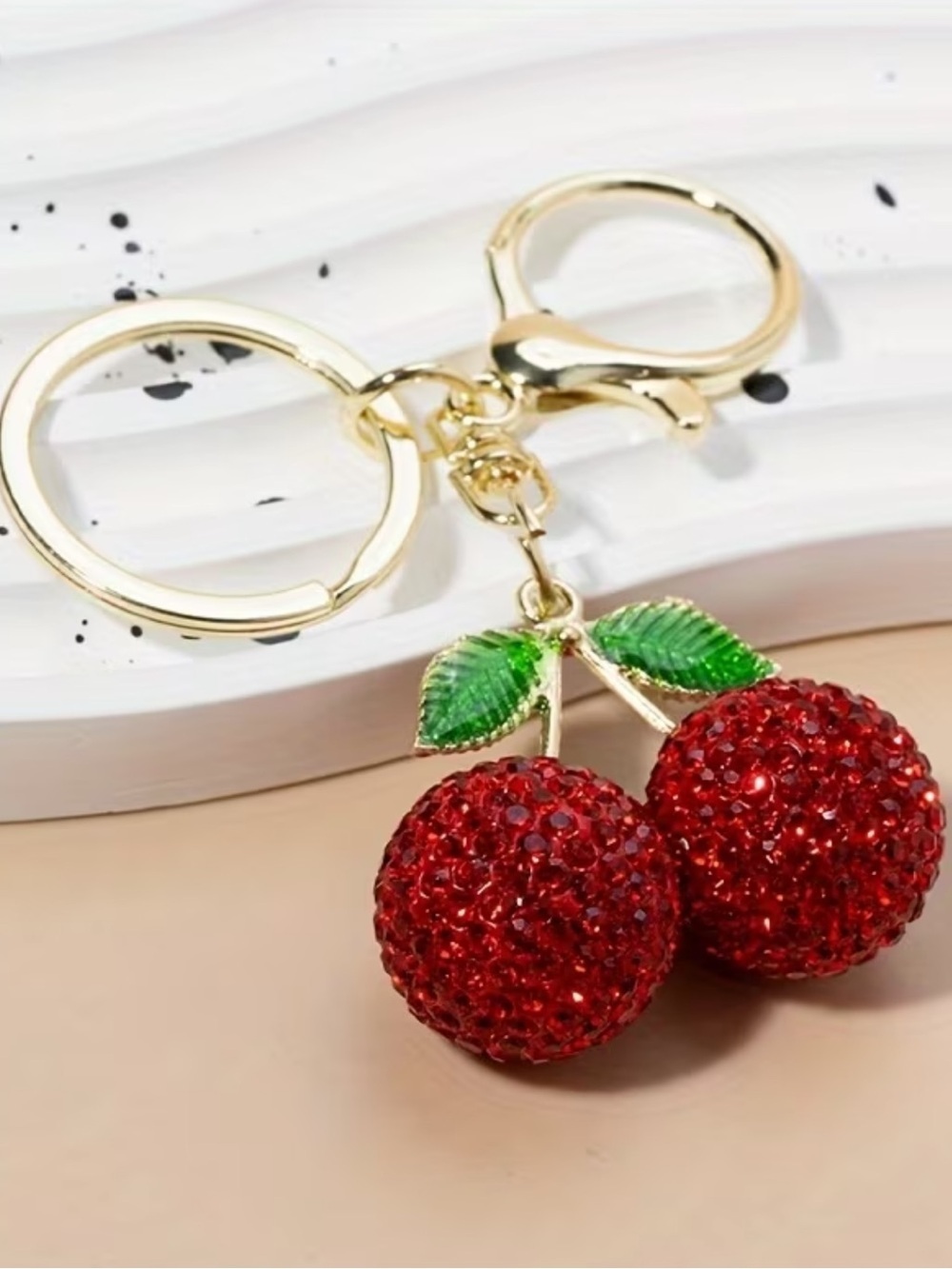 Cherry 🍒 Rhinestone Keychain/purse charm.